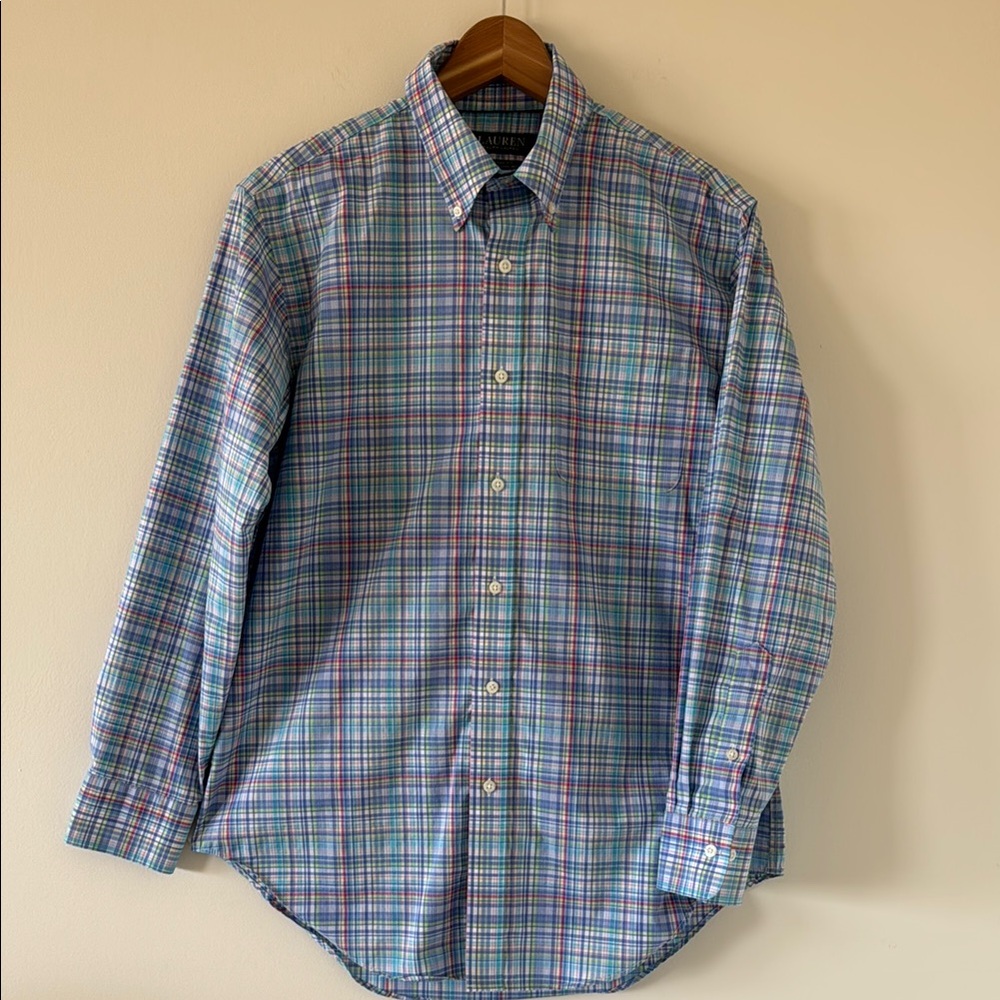 Ralph Lauren Classic Fit Spring Plaid No Iron Casual Button Down Shirt Fresh! - Picture 6 of 6